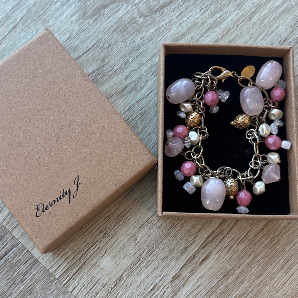 Bohemian Pink and Gold Charm Bracelet